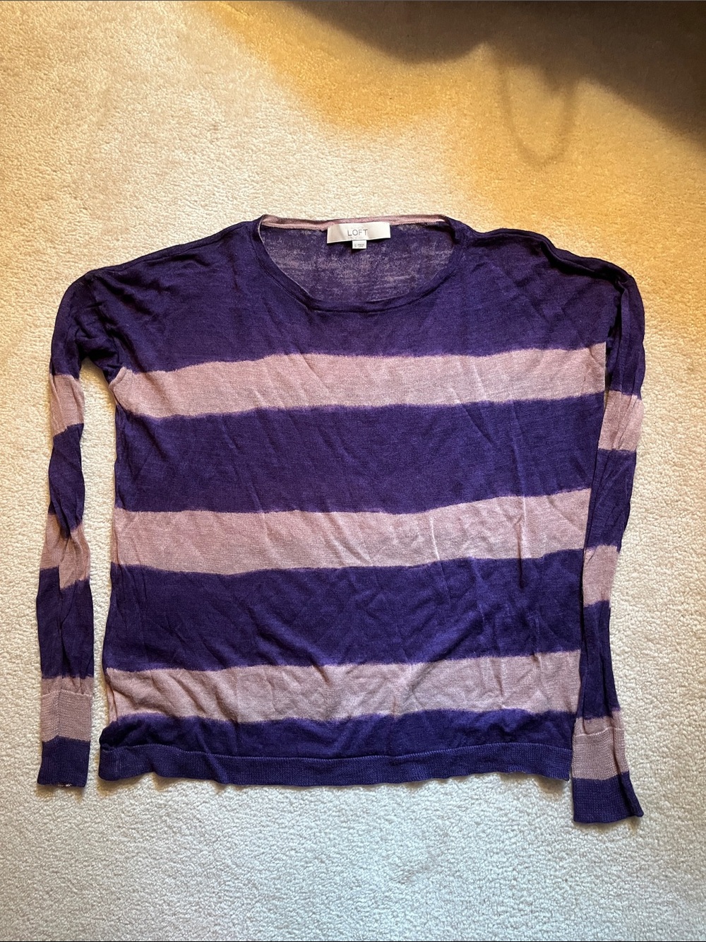 Loft small lightweight striped long sleeve sweater